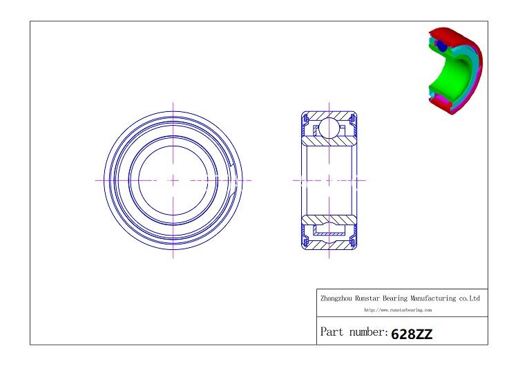 chrome steel ball bearings 628zz d