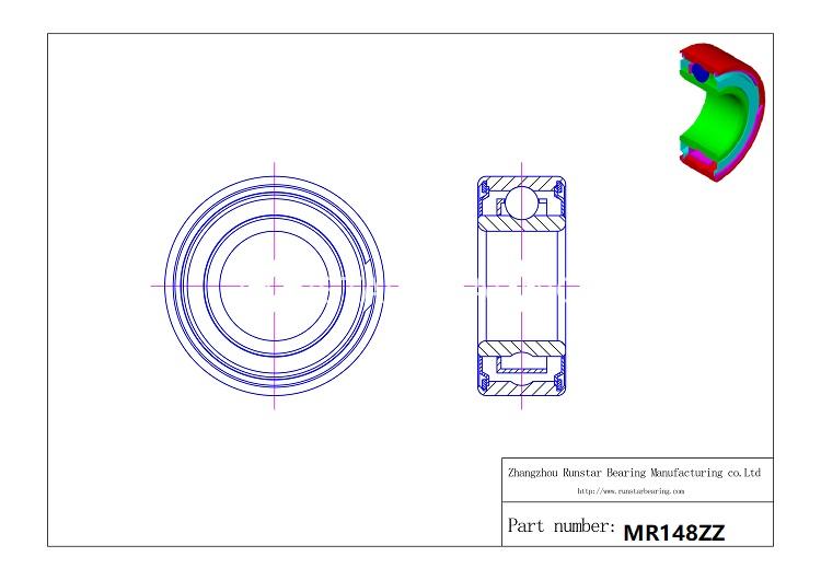 micro miniature ball bearing mr148zz d