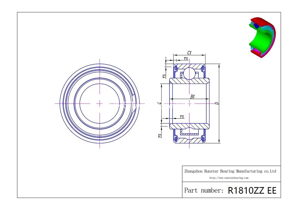 12.7mm ball bearing r1810zz ee d