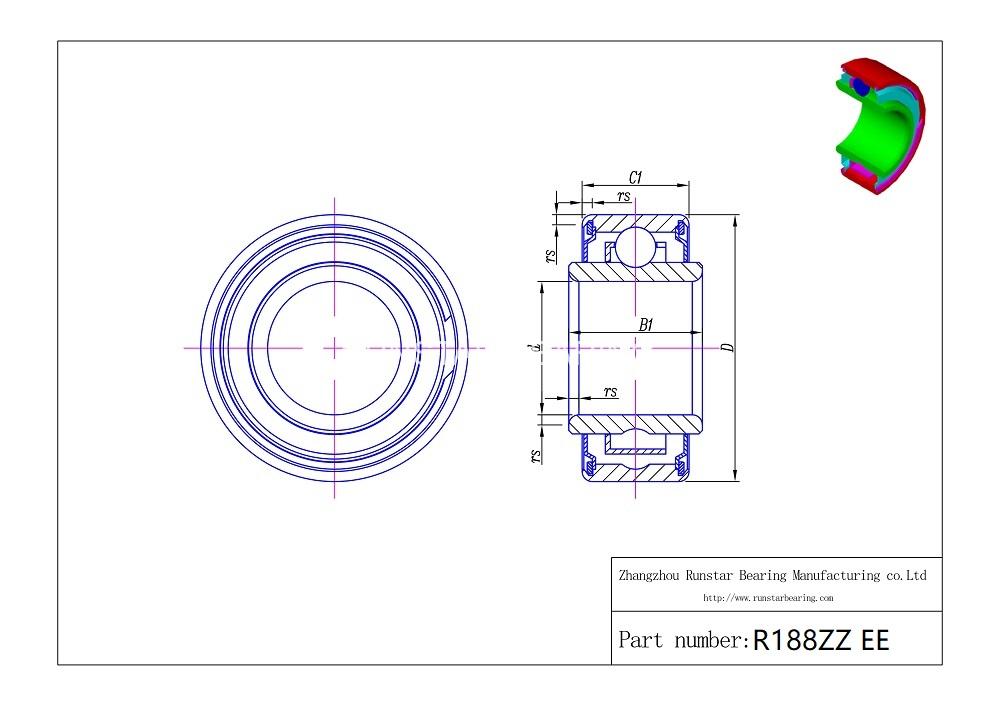 14 precision ball bearing r188zz ee d