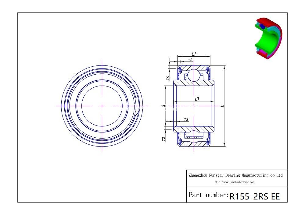 deep groove ball bearings with extended inner ring r155 2rs ee d