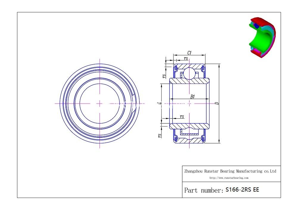 extended inner ring ball bearings sr166 2rs ee d